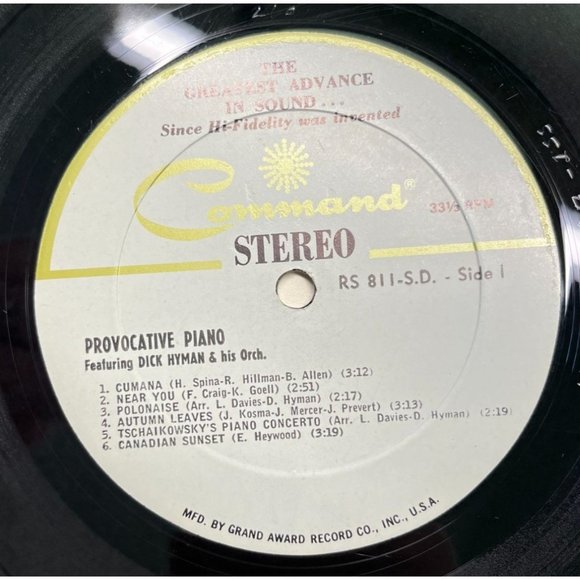 Dick Hyman Provocative Piano Vinyl LP 1960 Command RS 811 Gatefold VG+ - Picture 3 of 6